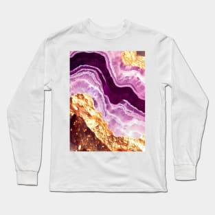 Amethyst and gold  texture Long Sleeve T-Shirt